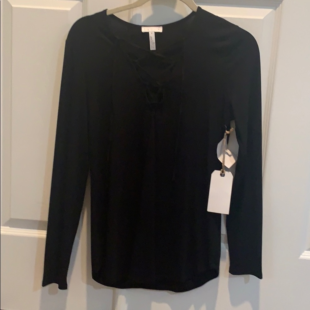 Leith long-sleeve top with lace up detail